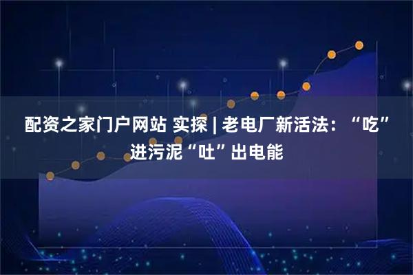 配资之家门户网站 实探 | 老电厂新活法：“吃”进污泥“吐”出电能